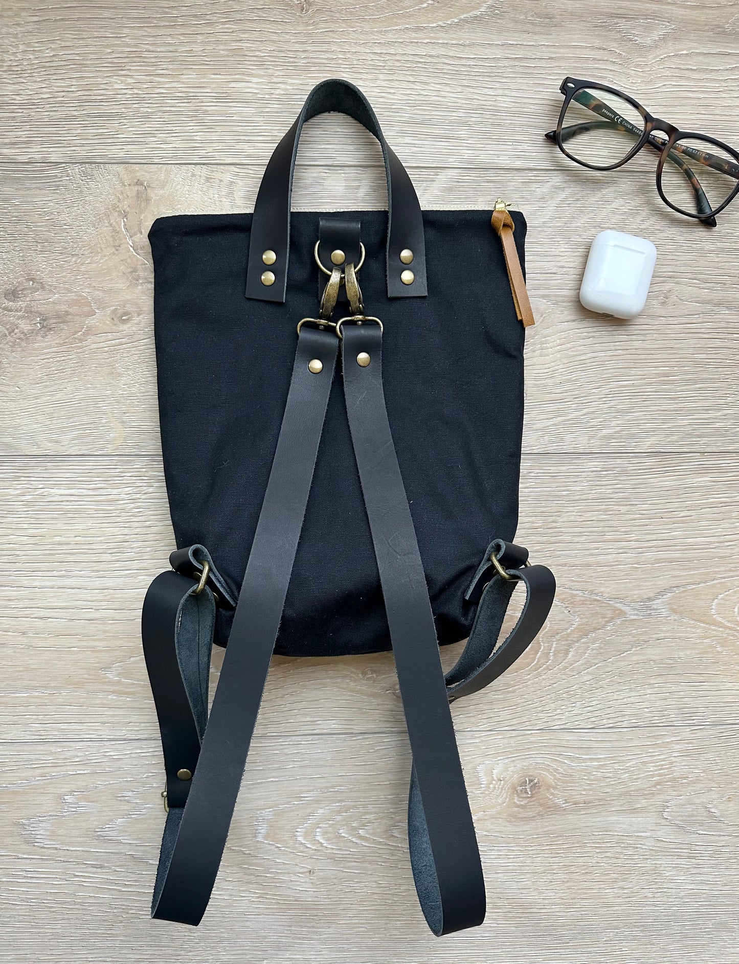 Small Black Waxed Canvas backpack