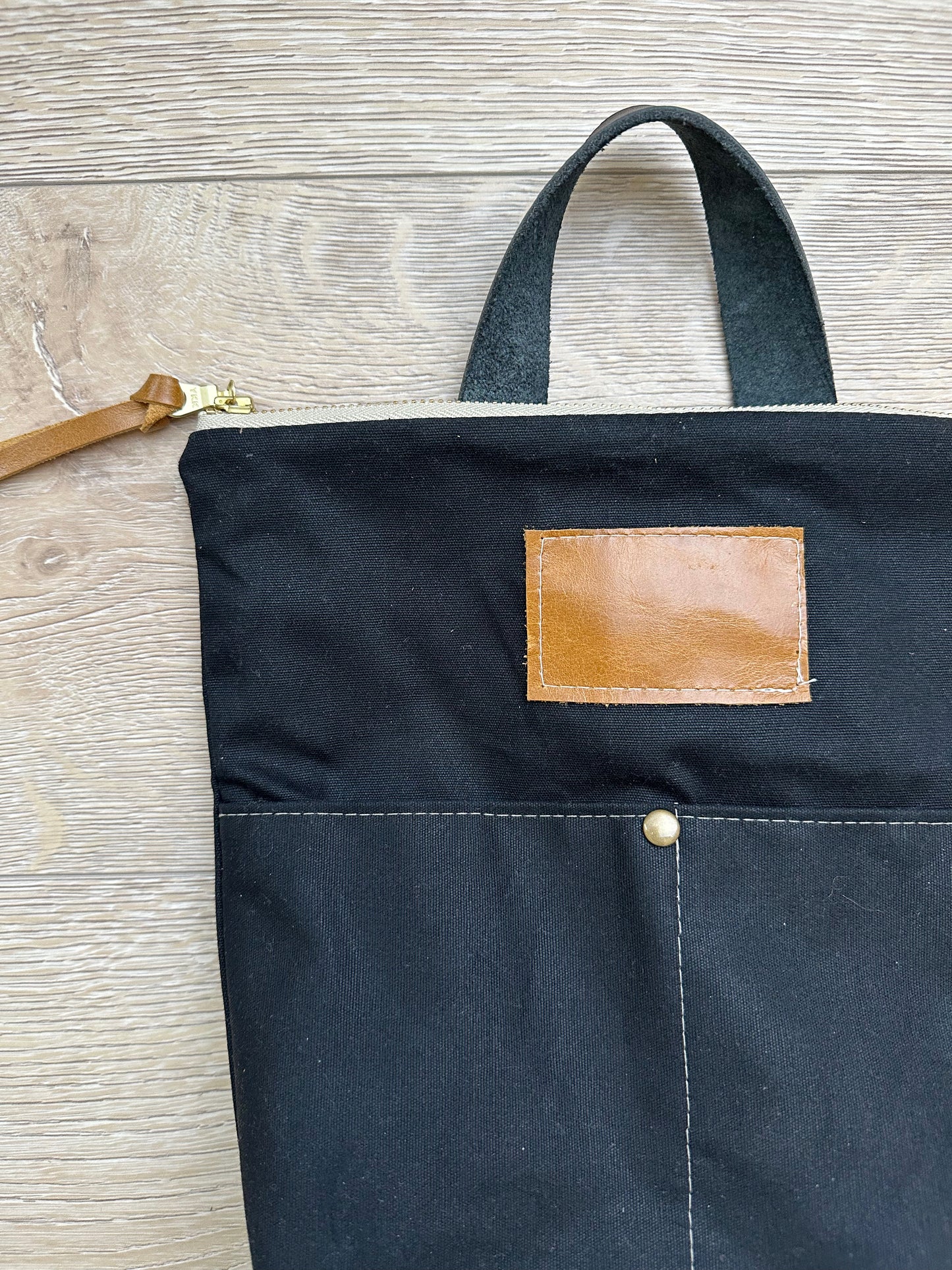 Small Black Waxed Canvas backpack