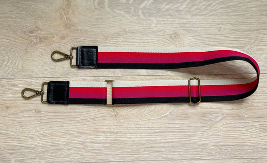 Pink and Black Striped Cross Body Strap