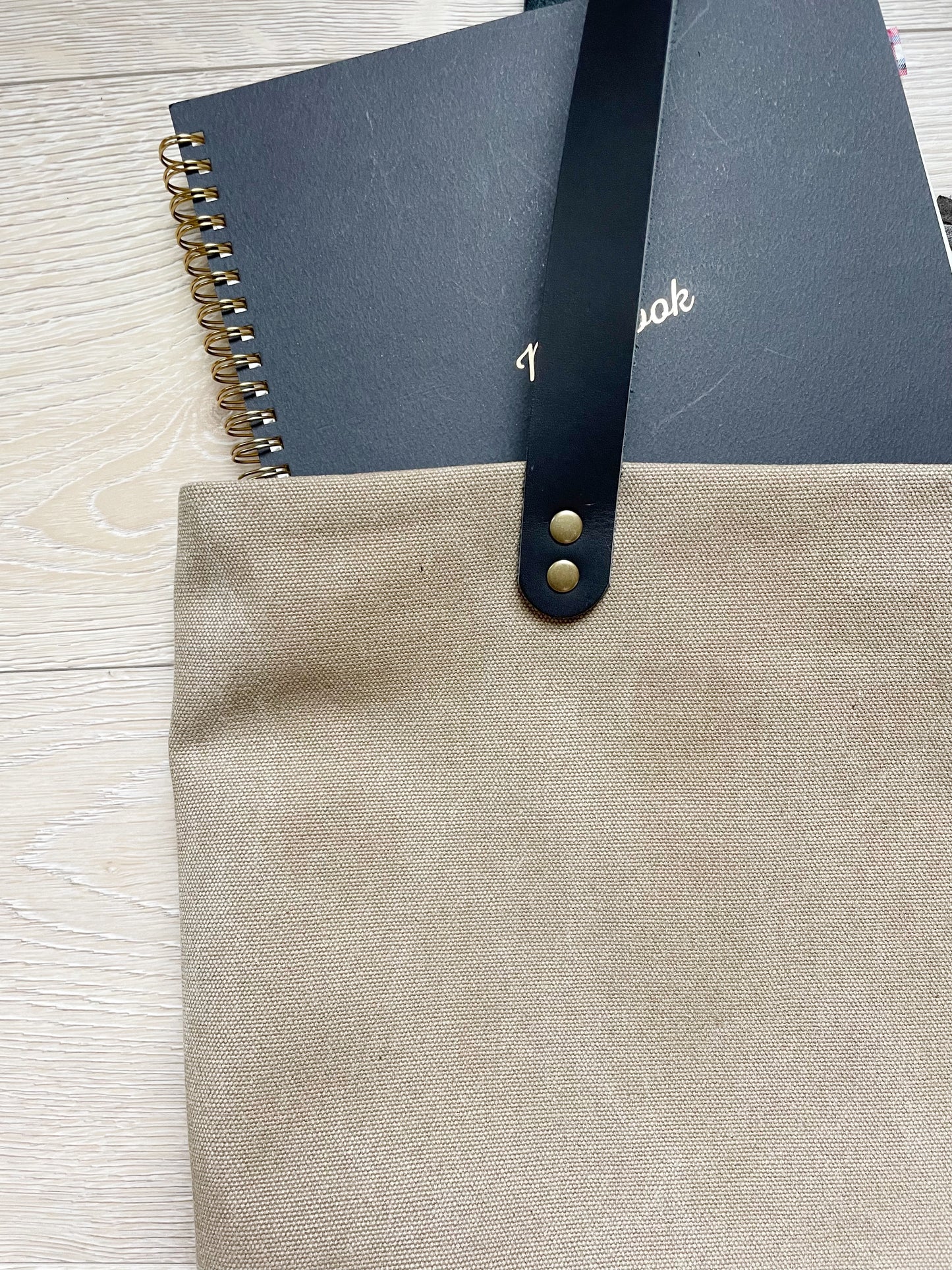 Tan canvas tote bag