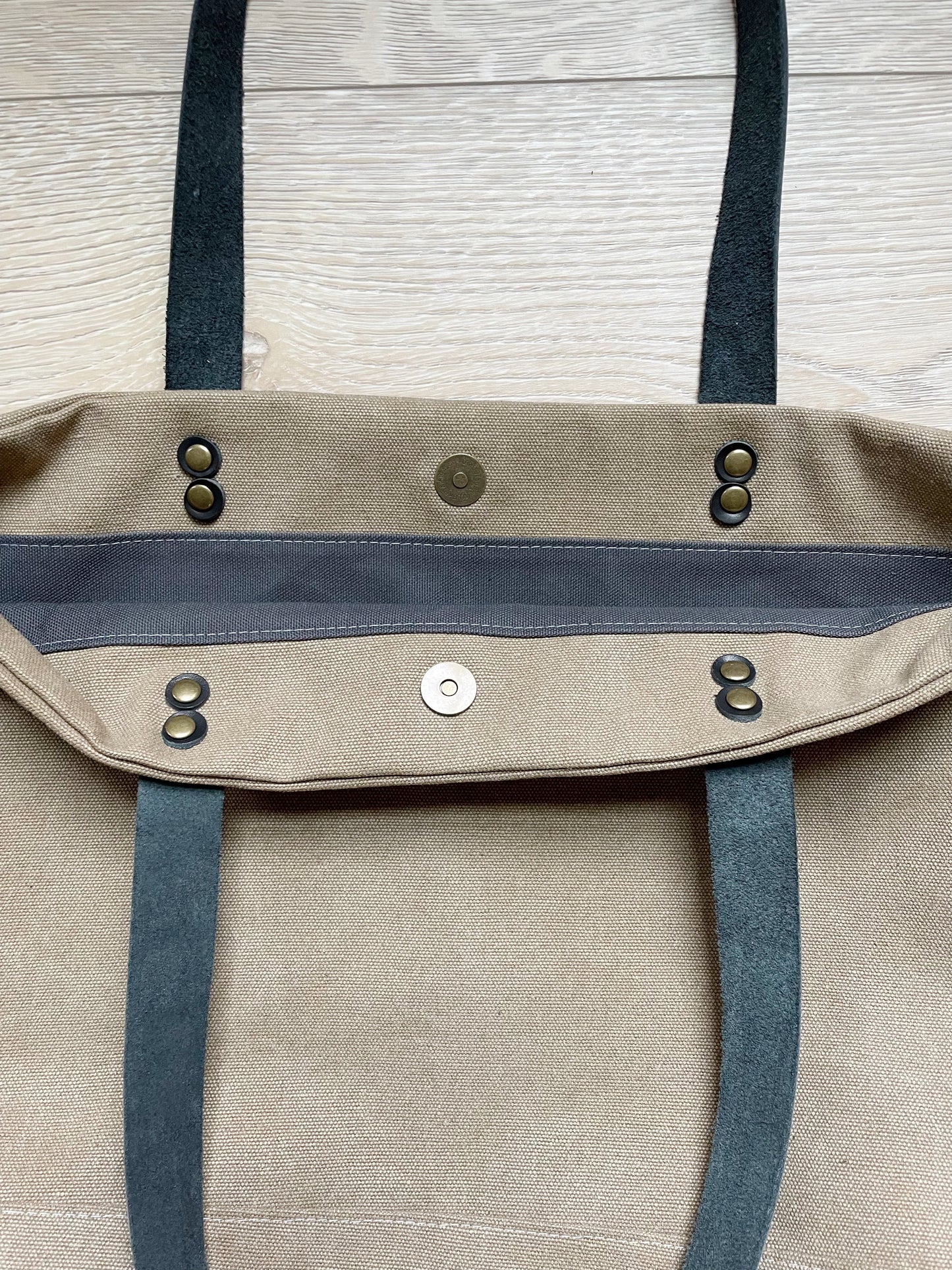 Tan canvas tote bag