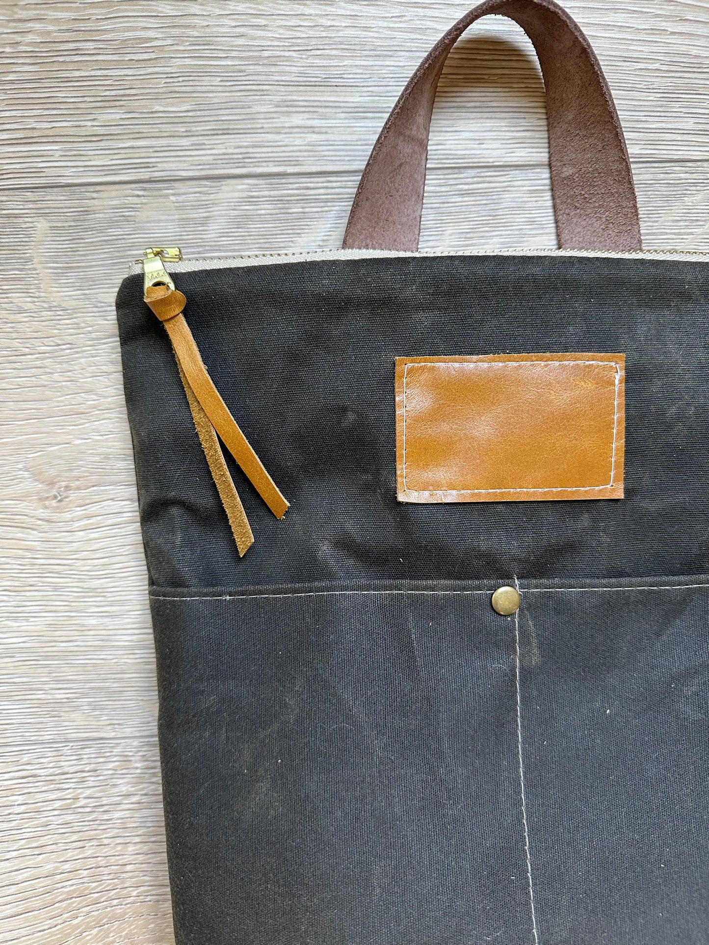 Small Dark Green Waxed Canvas backpack