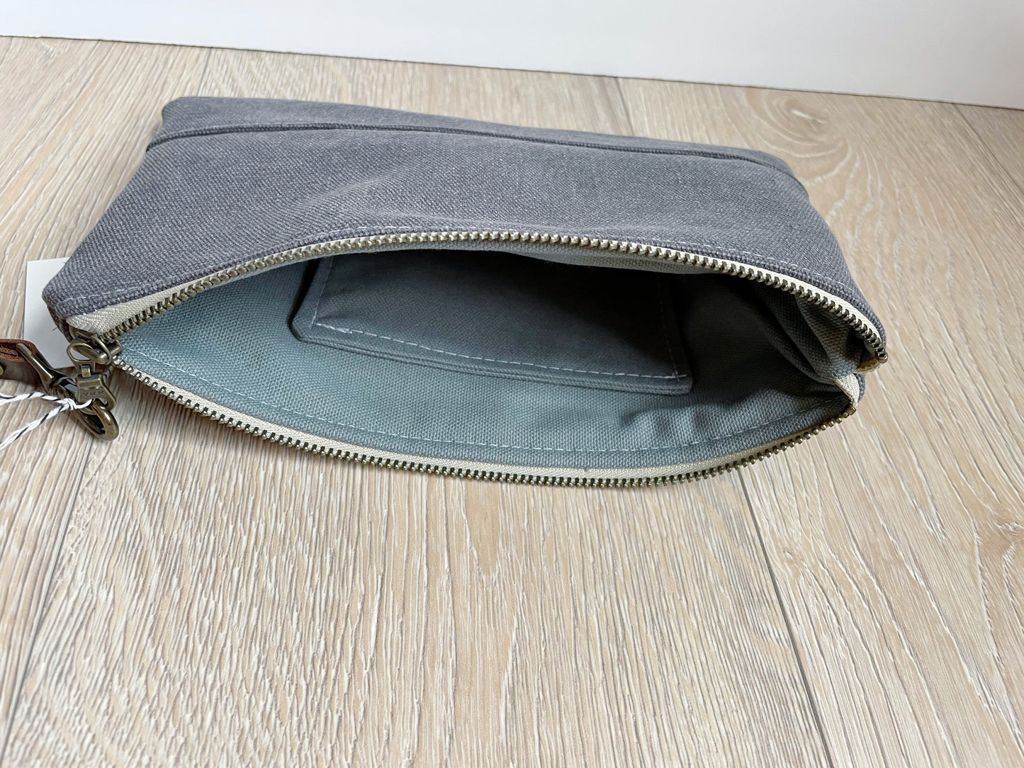 Dark Gray canvas wristlet