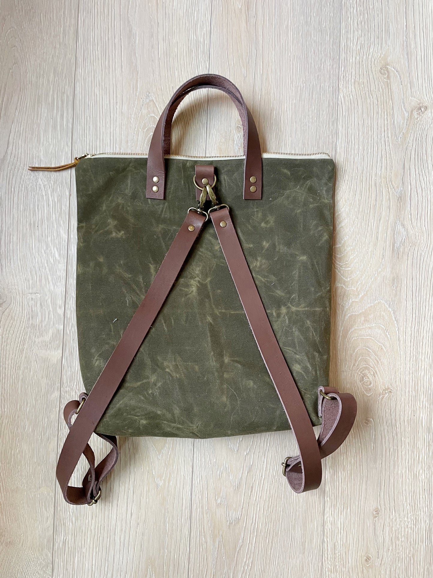 Olive Green Waxed Canvas backpack