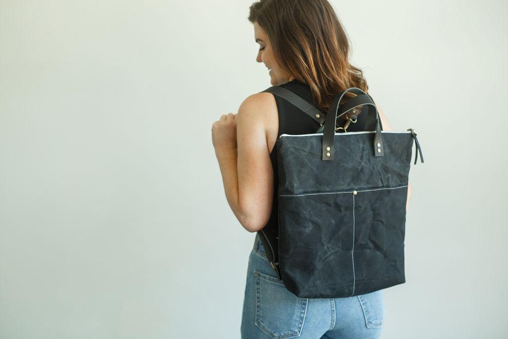 Charcoal Waxed Canvas backpack