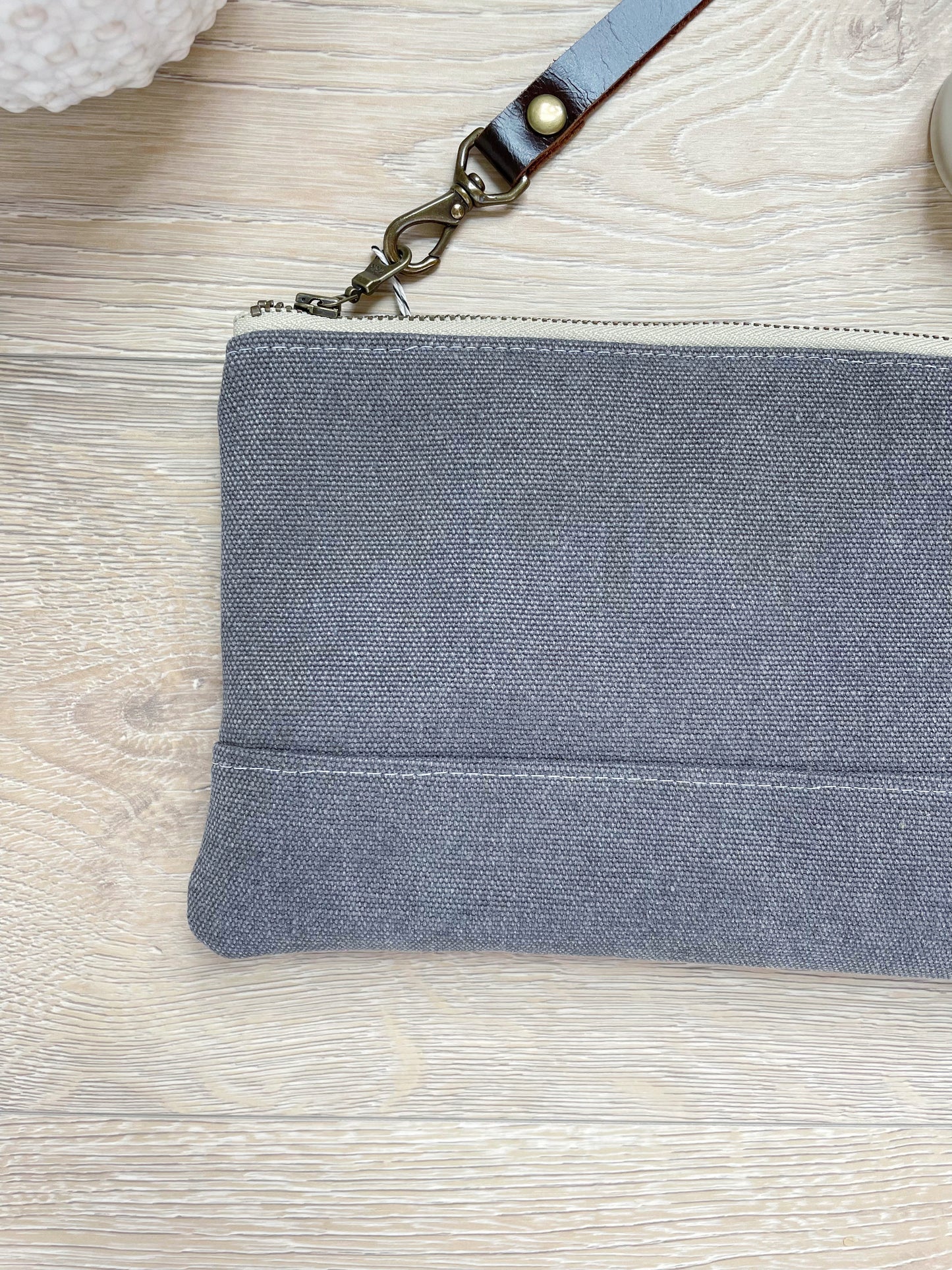 Dark Gray canvas wristlet