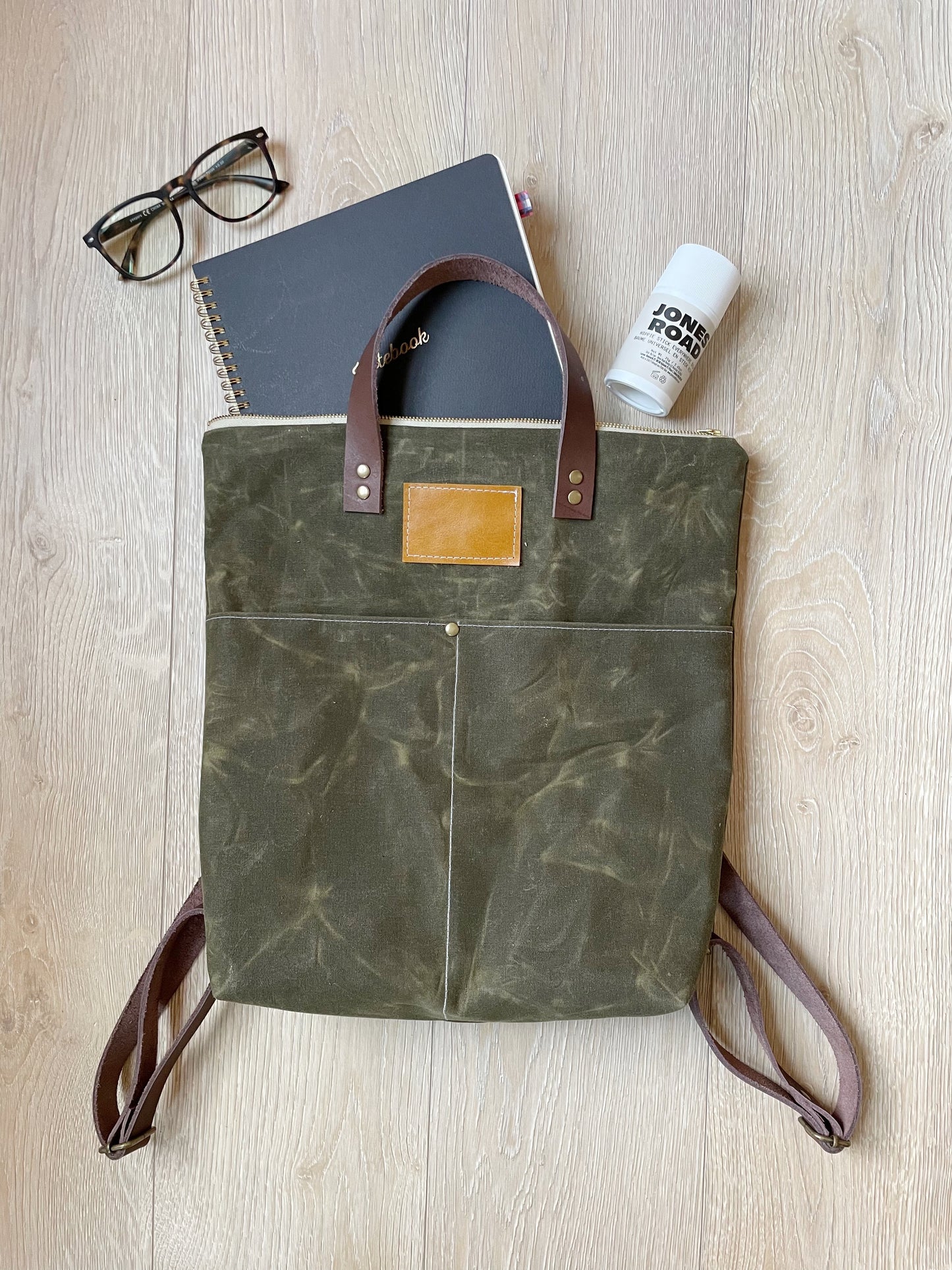 Olive Green Waxed Canvas backpack