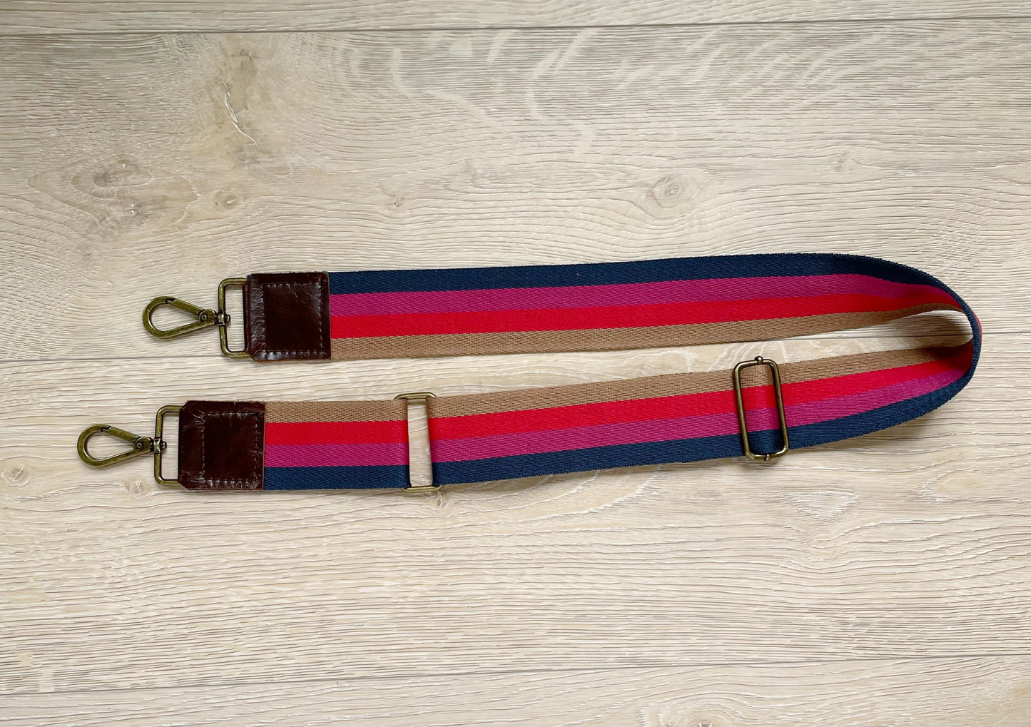 Pink and Blue Striped Cross Body Strap