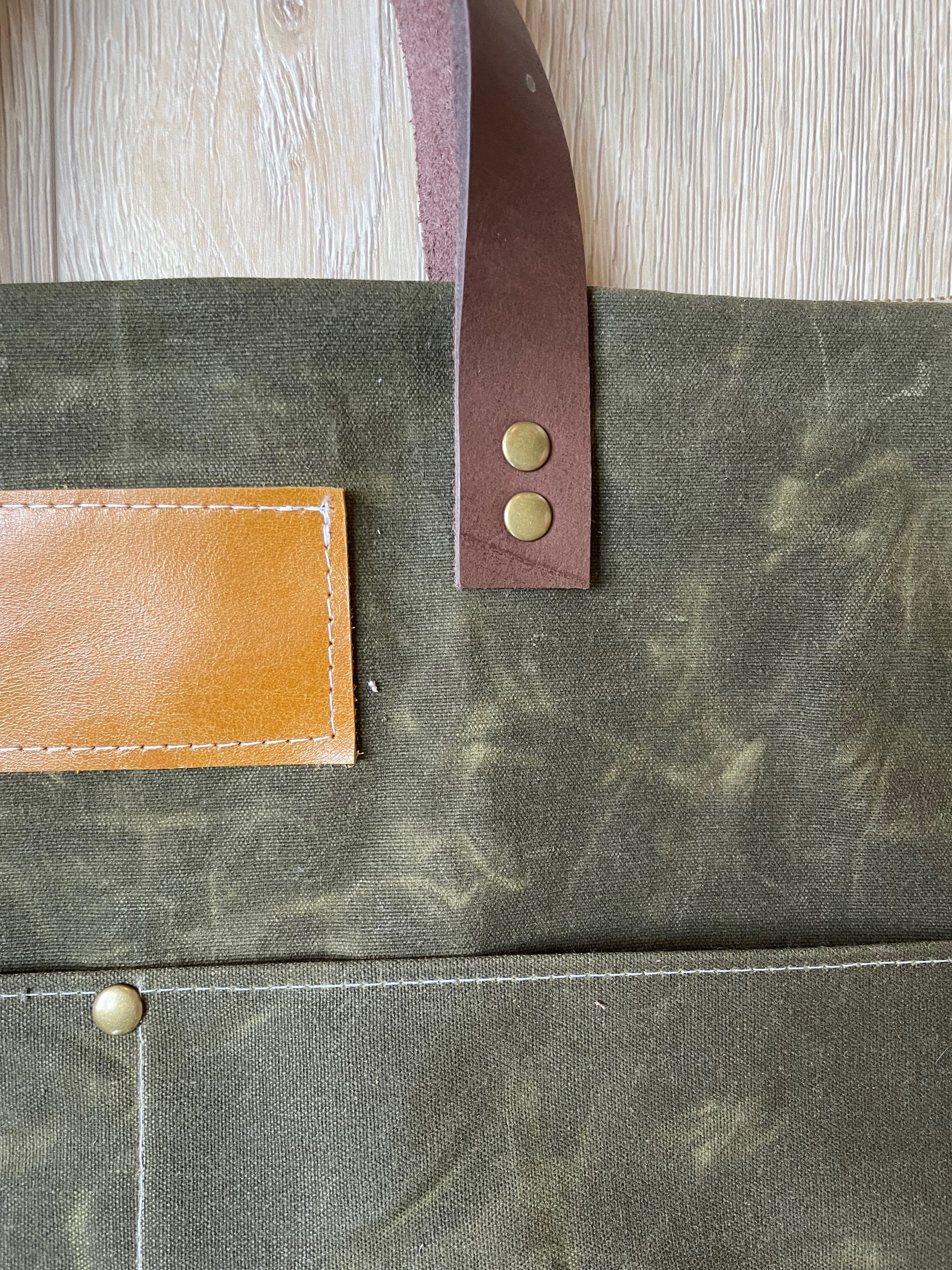 Small Green Waxed Canvas Roll up Pouch