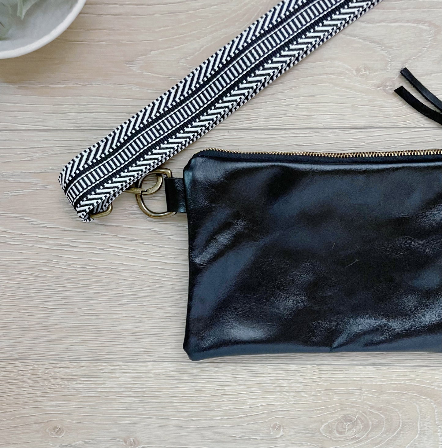 Black Leather cross body purse