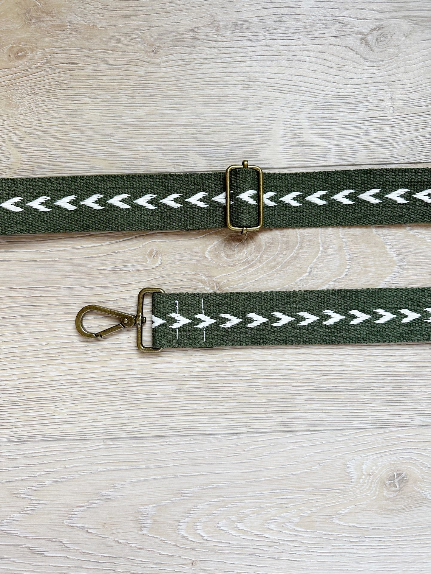 Green and White Cross Body Strap