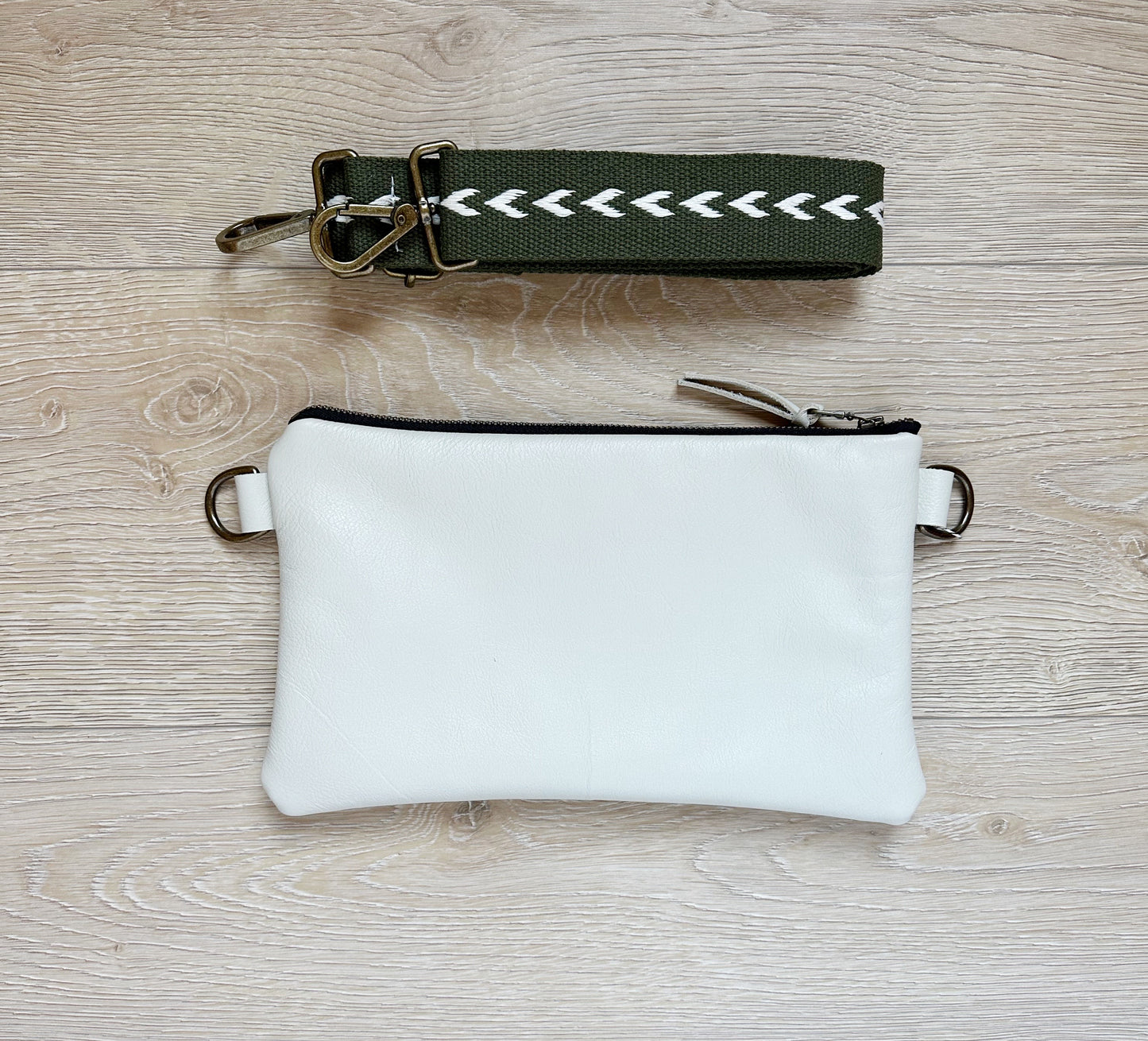 Green and White Cross Body Strap