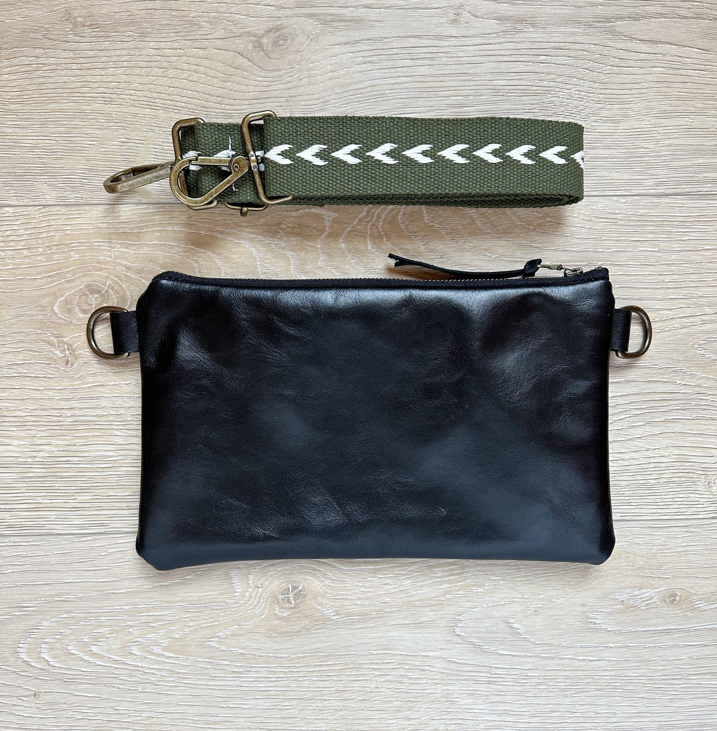 Green and White Cross Body Strap