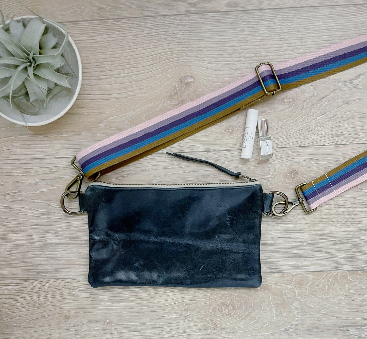 Purple Stripe Cross Body Strap