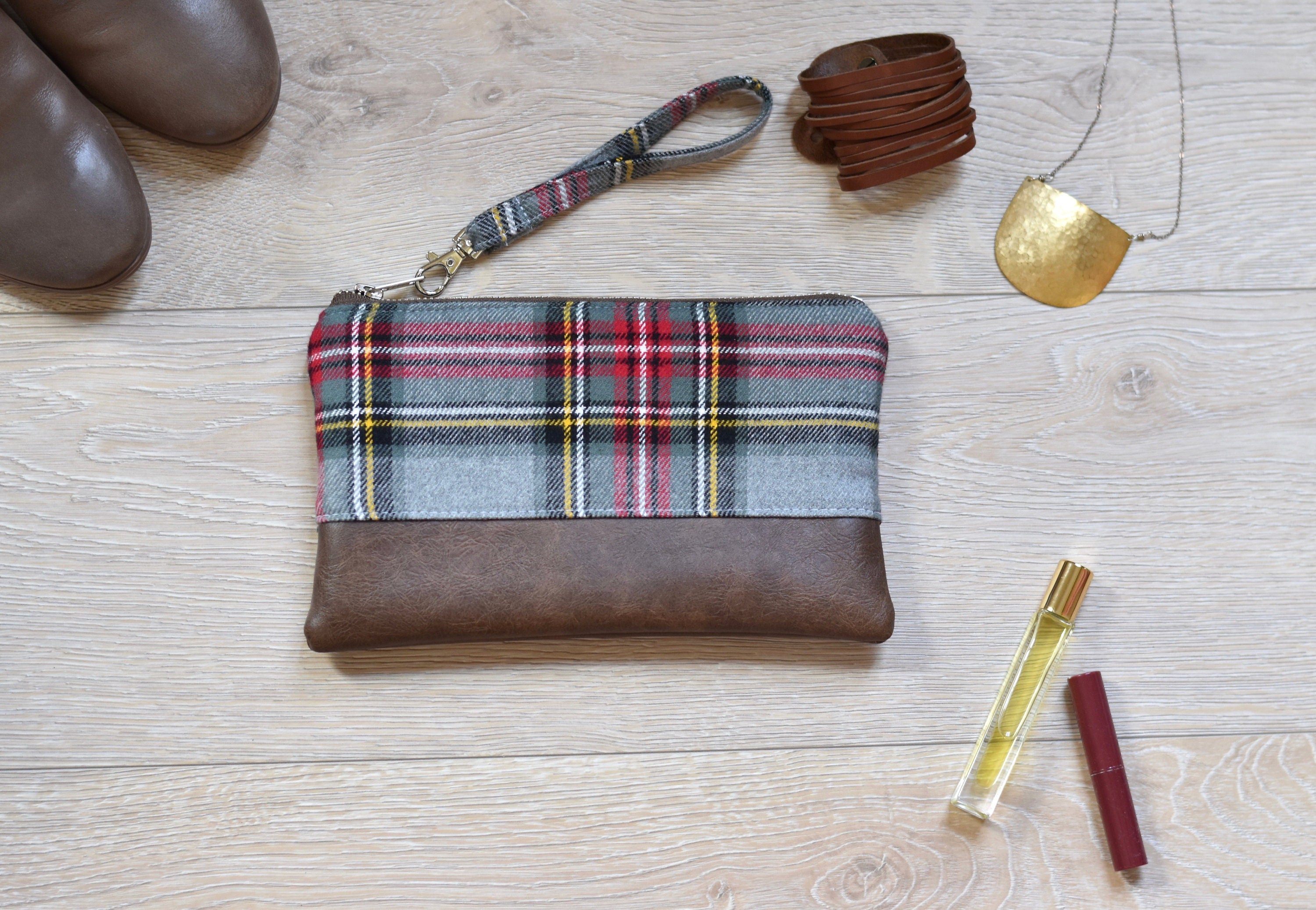 Plaid wristlet sale